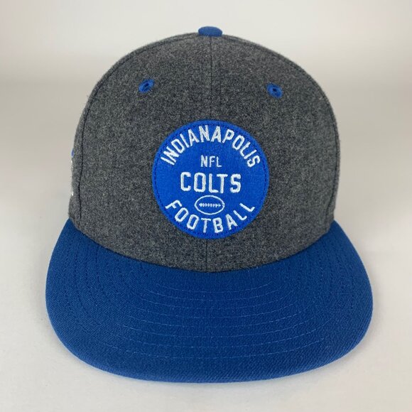 Indianapolis Colts NFL Gray Blue New Era 9Fifty Wool Blend Snapback Hat - Picture 2 of 7